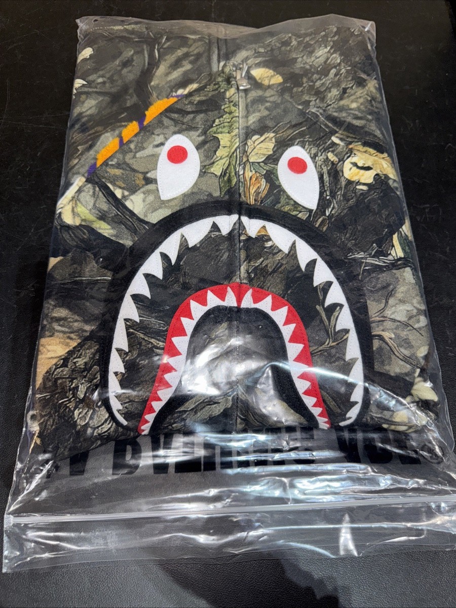 BAPE Tree Edge Camo Shark FullZip Hoodie BROWN 1L801115002 Size XL