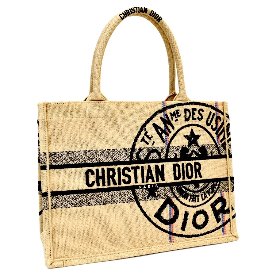 Dior Book Tote Medium Bag M1296ZRUW Tote Bag Beige Jute Lin T00S
