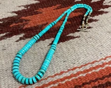 Gorgeous graduate size turquoise heishi necklace/21"(y241o-w1.5)