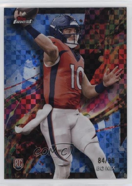 2024 Topps Finest Common Blue Checkerboard Refractor 84/99 Bo Nix #63 0w9n