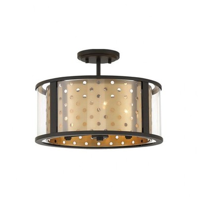 Grado - 3 Light Semi-Flush Mount-Black/Gold Finish Eurofase Lighting 39415-028