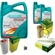 MANN Inspektionspaket 7L ADDINOL 0540 SUPER LIGHT 5W-40 für BMW 5er E39 520d