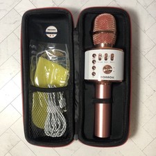 BONAOK Wireless Bluetooth Karaoke Microphone 3 in 1 Portable Mic Rose Gold Case