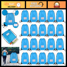 20 Pcs Drawstring Bags Bulk Cinch Backpack Sackpack for Travel Gym Sport Sky Blu