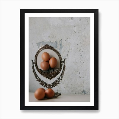 Eier im Spiegel Kunstdruck gerahmt Wandbild Poster Leinwanddruck Bild