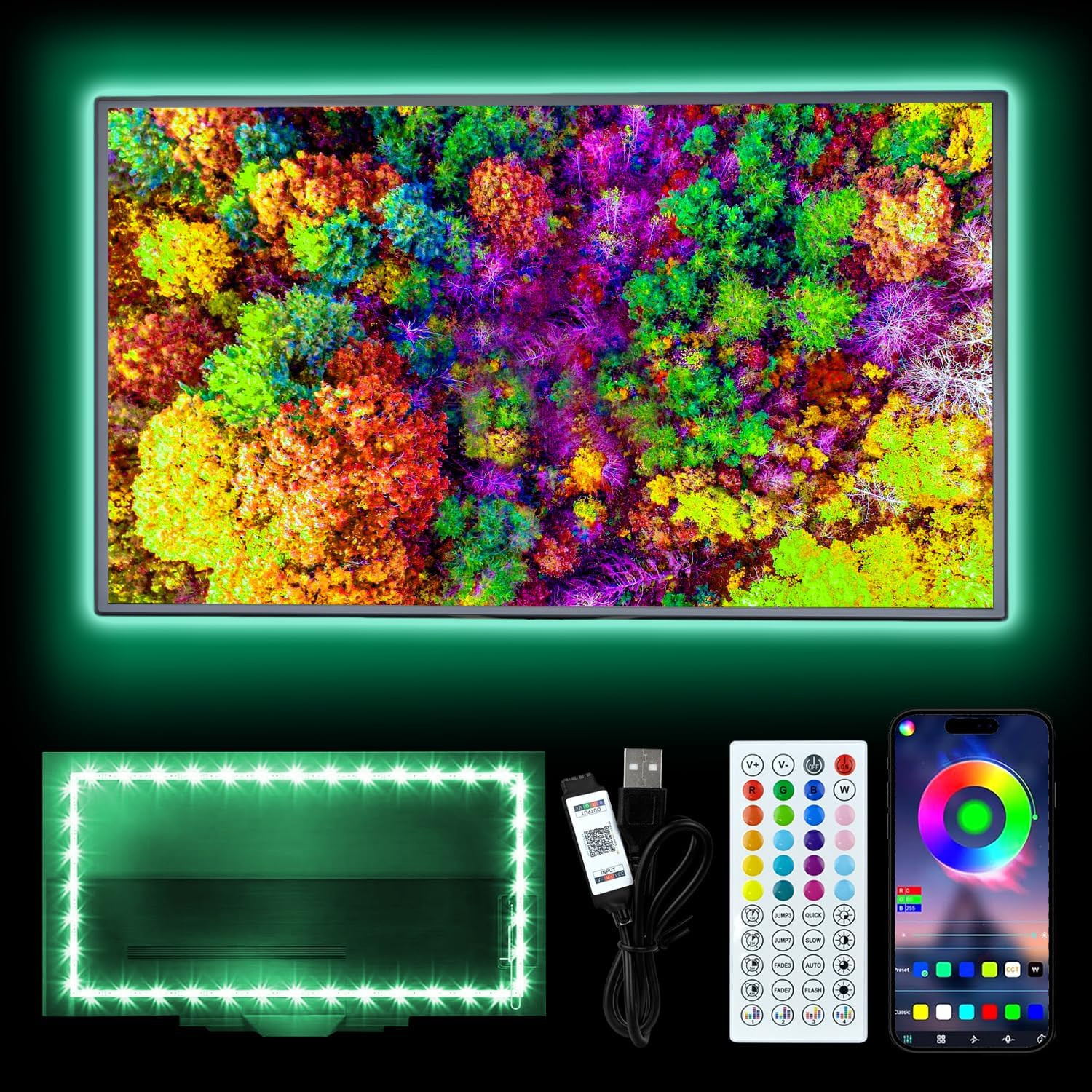 Luce LED per TV, Striscia Luminosa a LED Da 3 M per TV Da 32-45 Pollici, Retroil