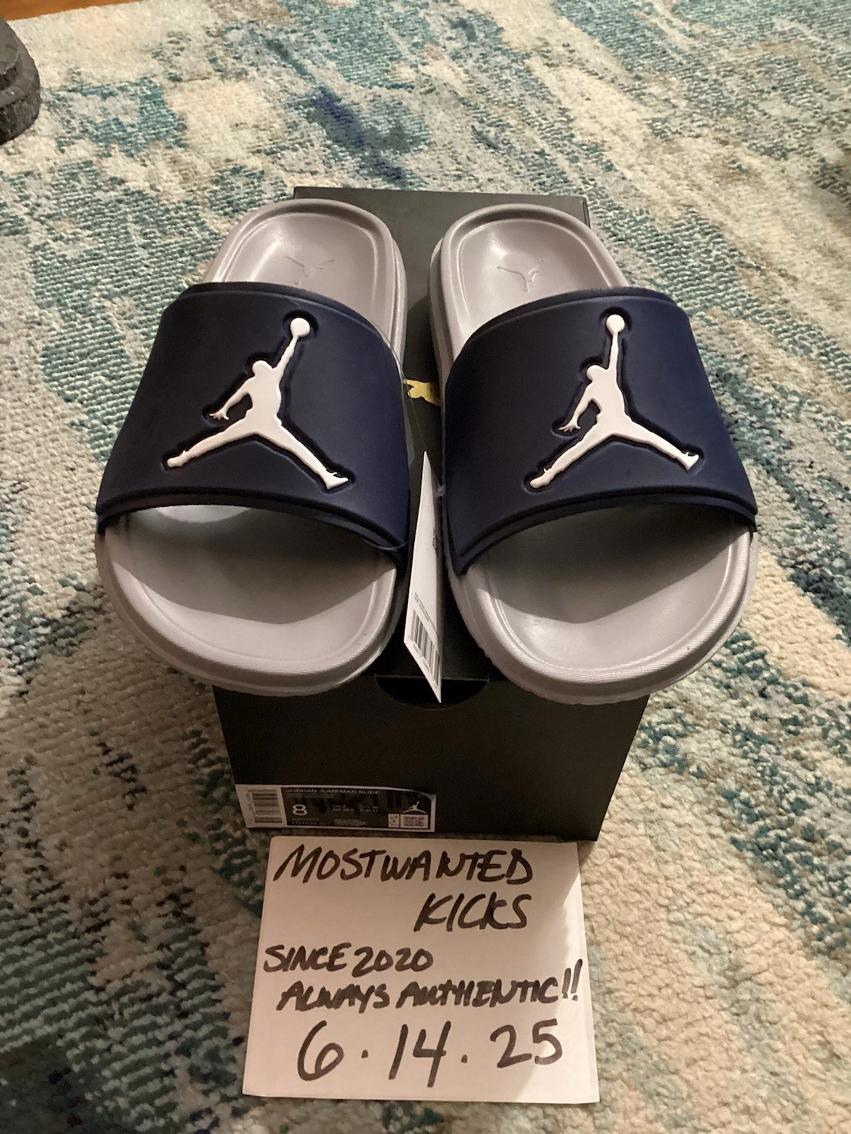 DS 2023 Nike Air Jordan Jumpman Slide Midnight Navy grigio cemento uomo taglia 8