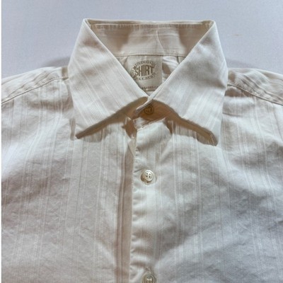 Indigo Palms Tommy Bahama Shirt Men Medium White Cotton Dobby Stripe Long Sleeve