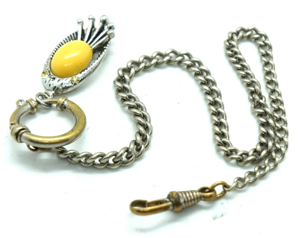 Vintage Pocket Watch Chain with Clasp Swivel and Pendant 30 cm - Image 2 of 4