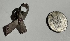 Pink Ribbon Awareness Pin Gold Tone Rhinestone Breast Cancer Support Lapel Avon