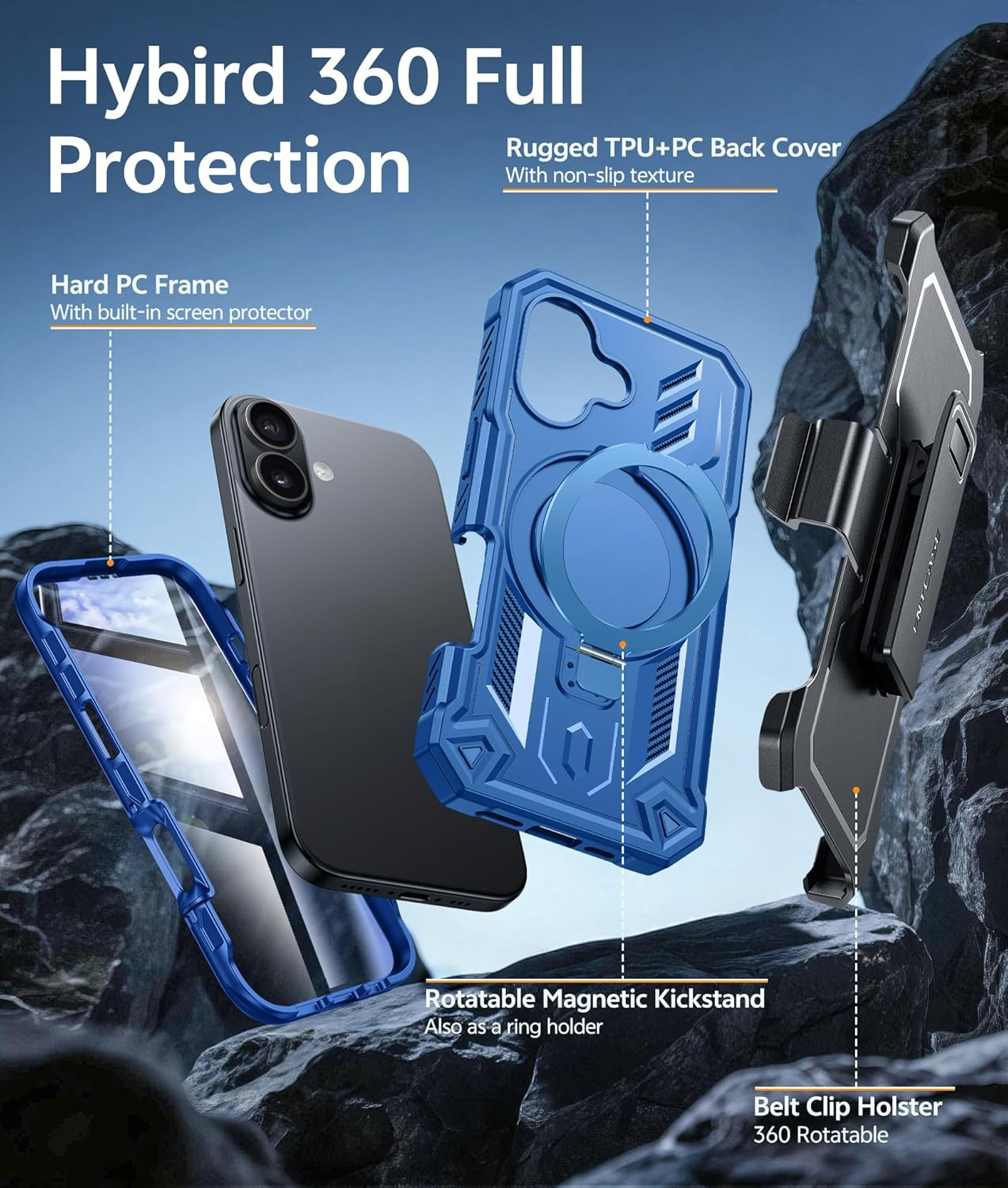 for Iphone 17 Phone Case: Magnetic Stand Case with Built-In Screen Protector Com