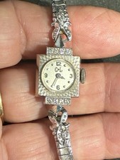 RELOJ CÓCTEL GENSLER LEE GL ORO BLANCO 14K DIAMANTE DE COLECCIÓN FUNCIONANDO