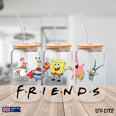Spongebob UV DTF Sticker - 16oz Libbey Can Glass Wrap yn940