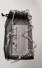 Rishi Alexander Diamond Cut 6mm Figaro Chain Necklace 28" Sterling Silver