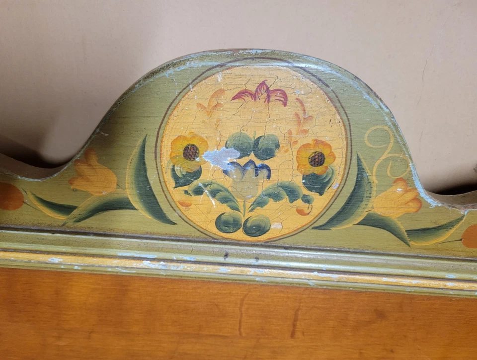 Rare 1930s Monterey Twin Head & Foot Board W/Original Paint, Branded, Model #712 - Image 4 of 4