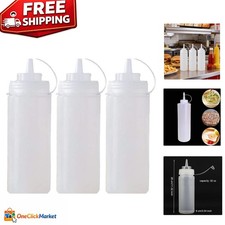 Set of 3 Leak-Proof 32oz Condiment Squeeze Bottles - Perfect for BBQ and Cooking