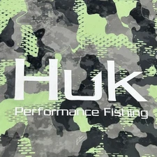 Huk Icon X Tide Change Performance Fishing Hooded Shirt Men's XXL Yellow Camo