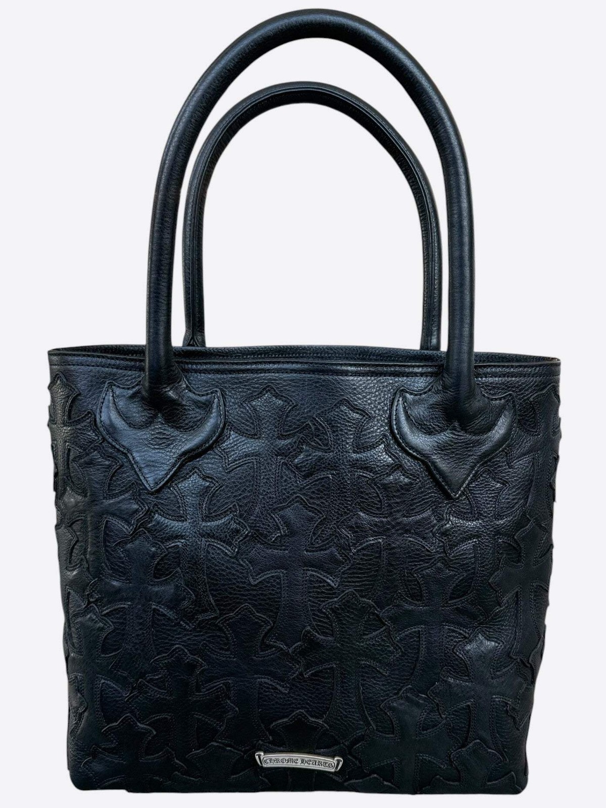 Chrome Hearts Black Leather Cross Patch Tote Bag image 3