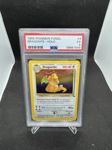 1999 Pokemon Fossil Dragonite Holo #4 PSA 5 EX - Wizards of the Coast Vintage