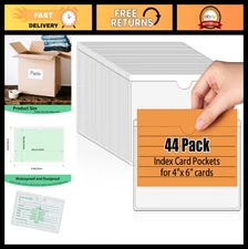 44 Pack Clear Adhesive Label Pockets for Storage Bins & Drawers, 4x6 Inch