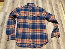 George Shirt Men's Size Small Brown Red Blue Plaid Long Sleeve Button Up