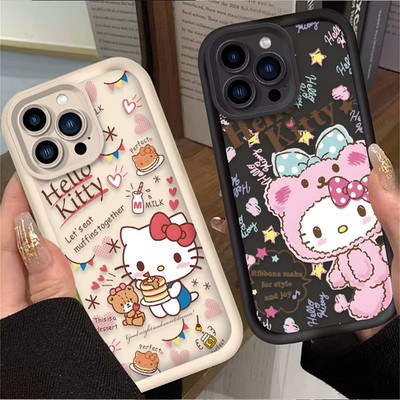 Hello Kitty Cute Shockproof Silicone Case For iPhone 16-11 Pro Max XR XS 7 8 SE
