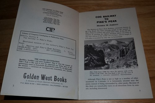 Vintage 1973 COG RAILWAY TO PIKE'S PEAK BOOK Morris Abbott 47pgs. kostenloser versand - Bild 2 von 3
