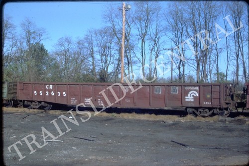 Original train slide CR Conrail gondola 552635, 1984