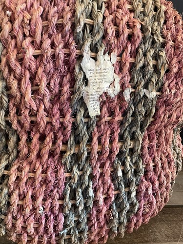 Woven Rattan 19” Gathering Basket Pink, Beige & Green Colors - Picture 5 of 5