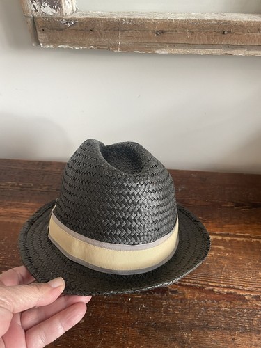 Goorin Bros Paper Straw Fedora Hat - Unisex Medium - Brown - Tan & Gray Ribbon - Picture 11 of 11