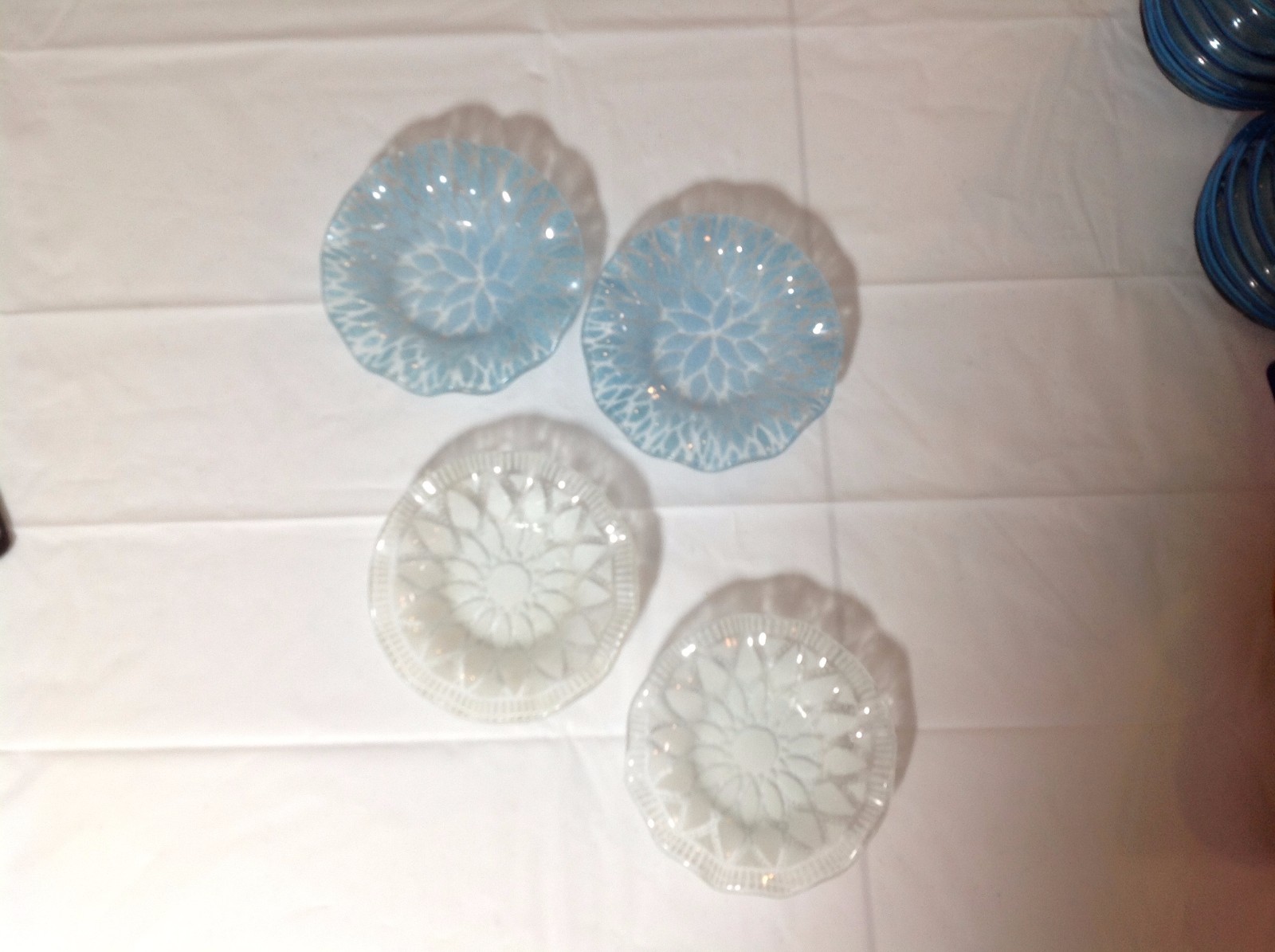 Vintage Set Of Four Decorative Glass Serving Plates eBay