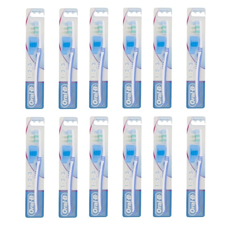 12pz Oral-B 1.2.3 Classic Care 40 Medium/Medio spazzolino manuale  assortiti