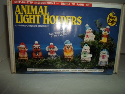 Vtg. Wee Crafts Easy To Paint Kit #21013 Christmas Animal Light Holders New - Picture 1 of 2