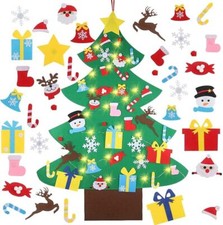 4Ft DIY Felt Christmas Tree Kits 36Pcs Detachable Ornaments with 5M 50LED String