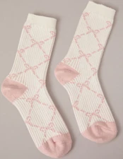 Altar'd State Fuzzy Socks Bow Ribbed Warm Cozy Winter New With Tags Pink White