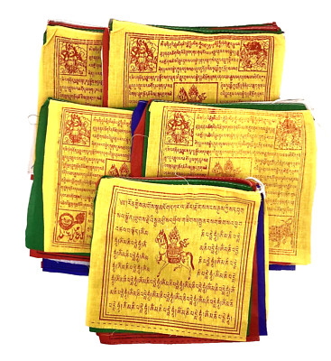 Tibetan Prayer Flags. 100% Cotton 50 Flags Pack. 7x8 inches each Flag. Windhorse