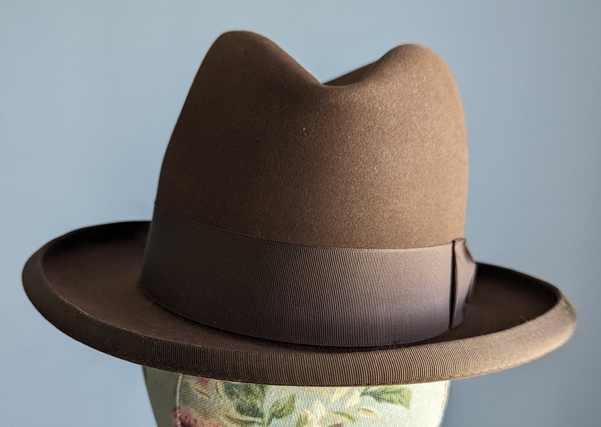 VTG 40S 50S MENS ROYAL DE LUXE STETSON ST REGIS BROWN FEDORA