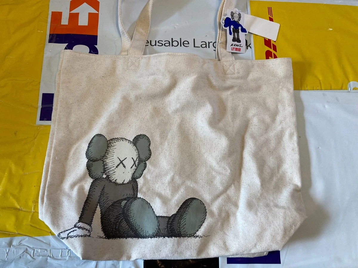 KAWS UNIQLO Tote Bag White x Gray Many kaws items on SALE NOW