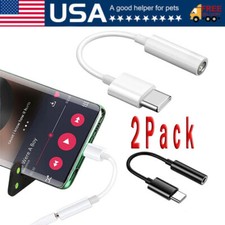 2X USB-C Type C to 3.5mm AUX Headphone Jack Adapter For iPhone 15/Android Phone