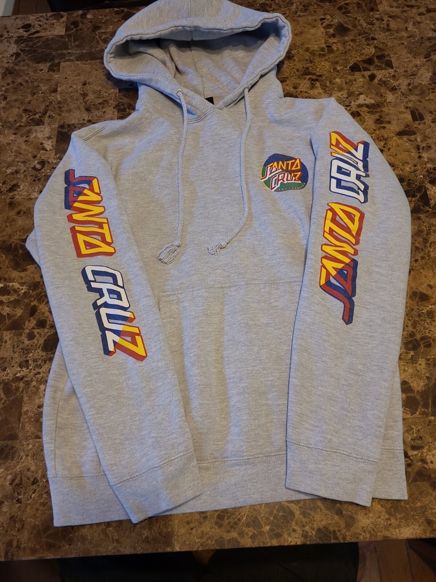 Vintage SANTA CRUZ Mens Size Small Gray With Colorful Logo Design Hoodie  Sweater