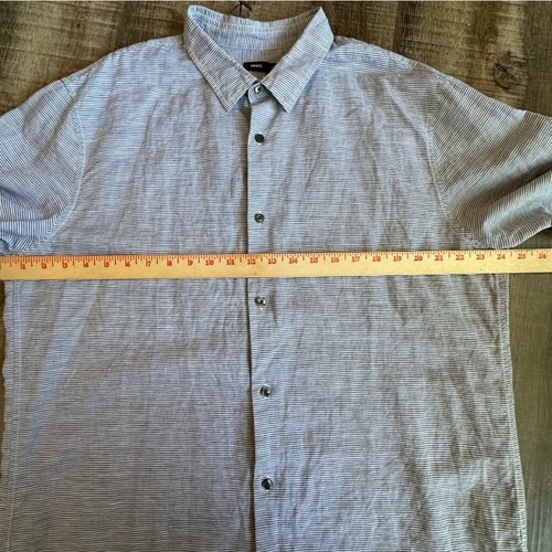 Vince Shirt Men's XL Blue & White Stripe Linen/Cotton Long Sleeve Button Down - Picture 5 of 10