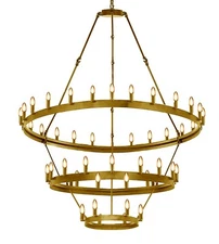 Modern Style Barn Metal Castile wrought iron Three-Tier Rustic Chandelier/Gold