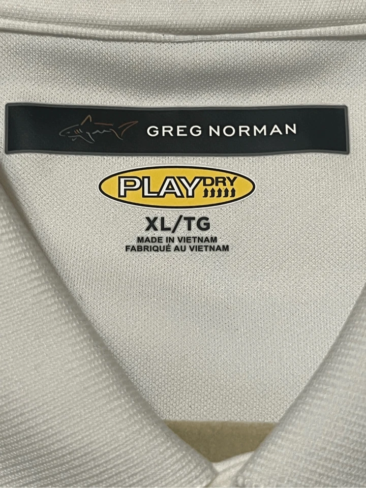 Camisa polo de golf Greg Norman nueva con etiquetas blanca Play Dry manga corta talla XL Foto 3 de 4