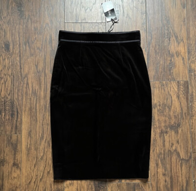 Worth New York Black Velvet High Waist Slim Pencil Skirt Size