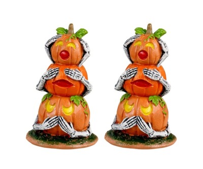 Lemax  Spooky Town  Pumpkin Snowmen Set 2 SEE, SPEAK, HEAR no EVIL for Halloween