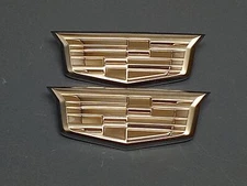 Lot of 2 Cadillac Fender Door Floormat Emblem Shield Logo Badge Satin Nickel
