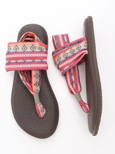 Women Sanuk Yoga Sling 2 Prints Flip Flop Sandal SWS10535 OMTS Size 10 Authentic - Picture 5 of 7