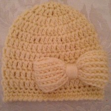 Hand Crocheted NEWBORN Baby Infant BEANIE CAP HAT Girls MADE IN THE USA