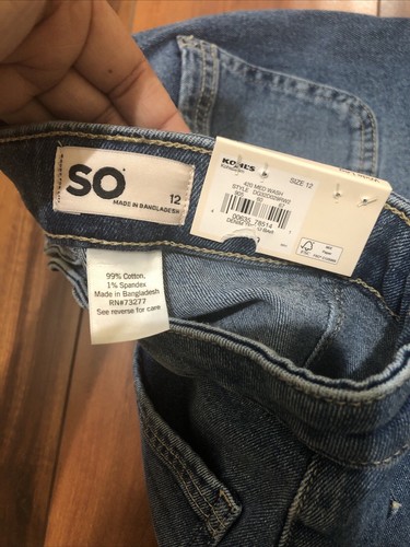 Girls Sz 12 SO Wide Leg Jeans Regular Fit High Rise - Picture 5 of 12