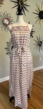Gap Sundress Sm Tall NWT Block-Printed White Red Blue Floral Sleeveless Cotton